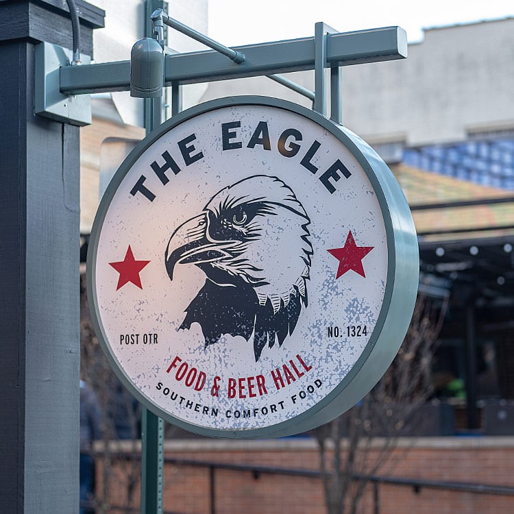 The Eagle Food & Beer Hall sign designed and created by National Sign Systems