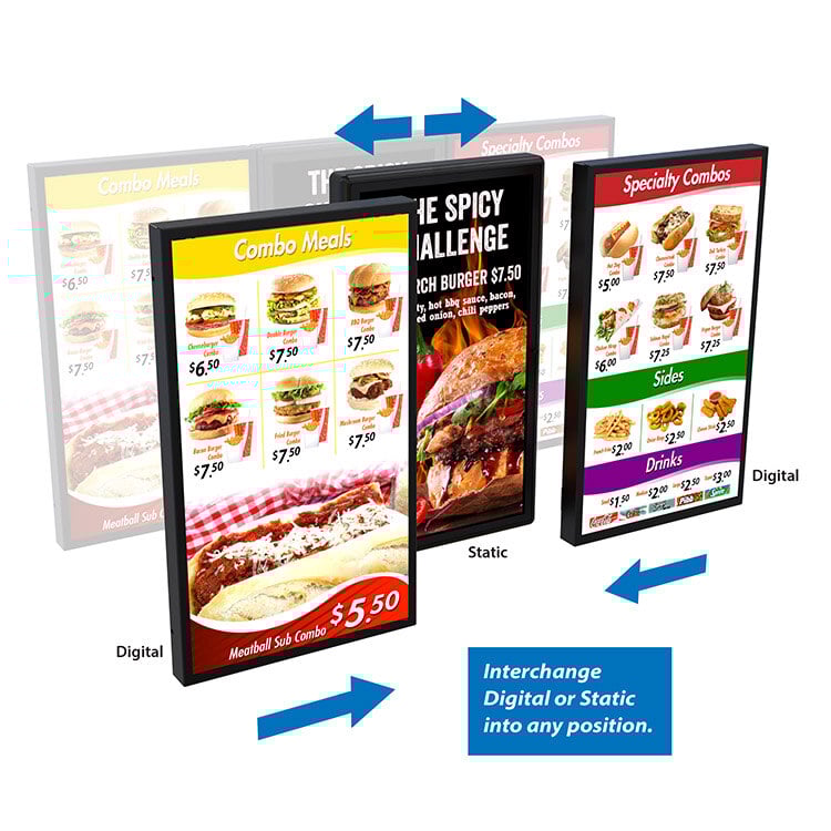 Schematic of Revolution Digital & Hybrid drive thru menu board with interchangeable screens
