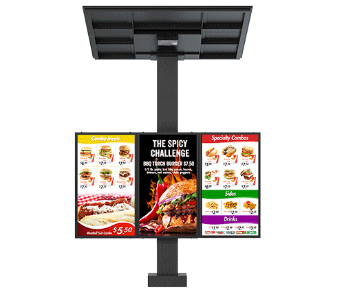 Revolution Digital Menu Board with Canopy in Black